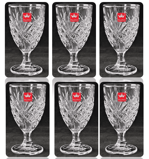 Royal Cuisine 180 ml Water Goblets set of 6 Soft Drinks Crystal Clear Drinking  Glasses