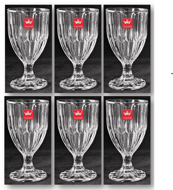 Royal Cuisine 180 ml Water Goblets set of 6 Soft Drinks Crystal Clear Drinking  Glasses