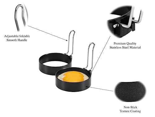 Royal Cuisine Set of 4 (2 Non Stick Round Eggs Maker) 1 Wire Egg Slicer 1Silicone Pastry Brush and 1 Silicone Spatula