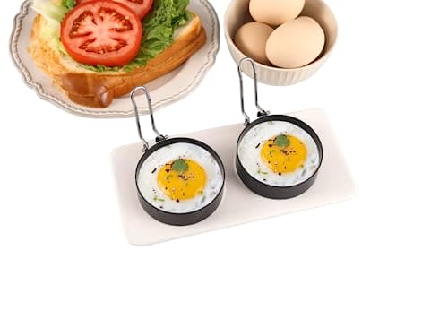 Royal Cuisine Set of 4 (2 Non Stick Round Eggs Maker) 1 Wire Egg Slicer 1Silicone Pastry Brush and 1 Silicone Spatula