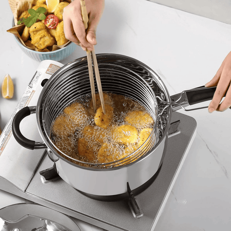 Stainless Steel Deep Frying Chip Pan with Basket and Lid
