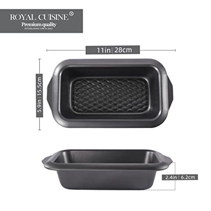 Royal Cuisine Set of 4 Non-Stick Bakewares Including Bake Pan Square Roaster Pan Loaf Pan and 6 Cup Muffin Pan-Kitchen Utensils (Carbon Steel)