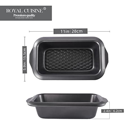 Royal Cuisine Set of 4 Non-Stick Bakewares Including Bake Pan Square Roaster Pan Loaf Pan and 6 Cup Muffin Pan-Kitchen Utensils (Carbon Steel)