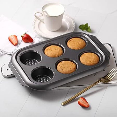 Royal Cuisine Set of 4 Non-Stick Bakewares Including Bake Pan Square Roaster Pan Loaf Pan and 6 Cup Muffin Pan-Kitchen Utensils (Carbon Steel)
