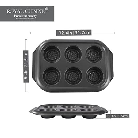 Royal Cuisine Set of 4 Non-Stick Bakewares Including Bake Pan Square Roaster Pan Loaf Pan and 6 Cup Muffin Pan-Kitchen Utensils (Carbon Steel)