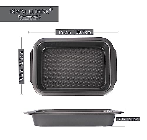 Royal Cuisine Set of 4 Non-Stick Bakewares Including Bake Pan Square Roaster Pan Loaf Pan and 6 Cup Muffin Pan-Kitchen Utensils (Carbon Steel)