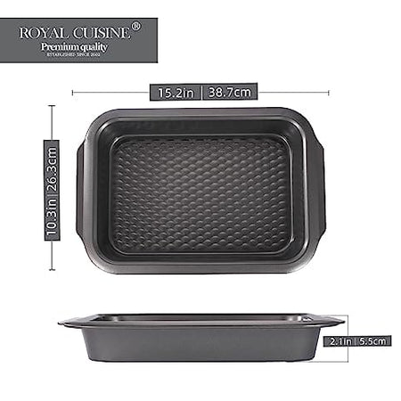 Royal Cuisine Set of 4 Non-Stick Bakewares Including Bake Pan Square Roaster Pan Loaf Pan and 6 Cup Muffin Pan-Kitchen Utensils (Carbon Steel)