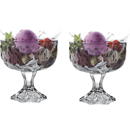 Royal Cuisine Diamond-Cut Glass Dessert Bowls