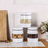 Glass Storage Jars Set of 3 – Tea, Coffee & Sugar Canisters – White