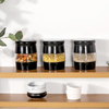 Tea Coffee Sugar Canisters - 3 Piece Glass Storage Set, Black