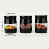 Tea Coffee Sugar Canisters - 3 Piece Glass Storage Set, Black