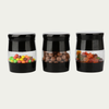 Tea Coffee Sugar Canisters - 3 Piece Glass Storage Set, Black