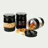 Tea Coffee Sugar Canisters - 3 Piece Glass Storage Set, Black