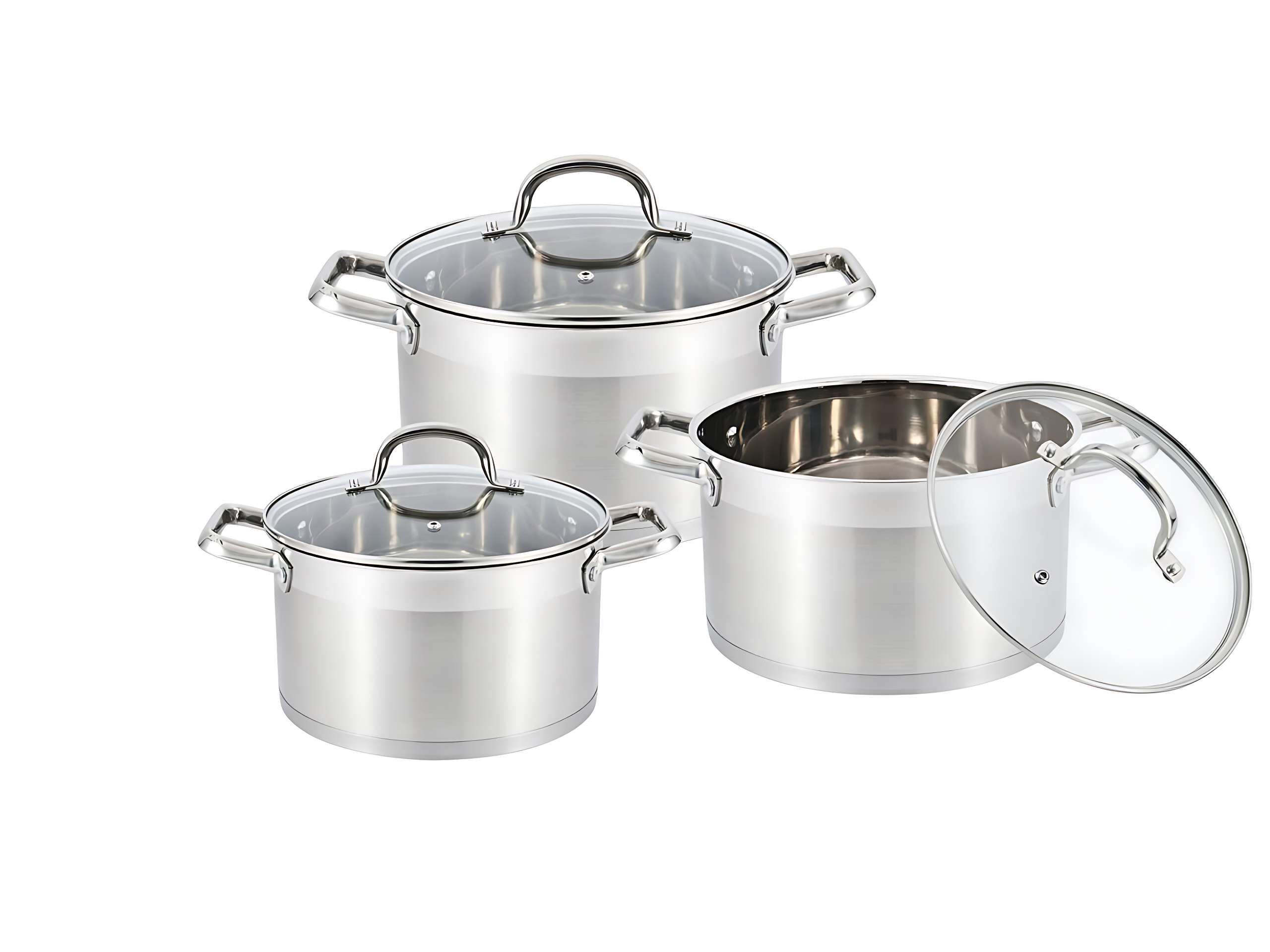 3PCS Stainless Steel Cookware Set–Straight Shape Cooking Pots 24,26,28 ...