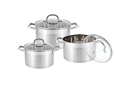 3PCS Stainless Steel Cookware Set–Straight Shape Cooking Pots 24,26,28 with Lids