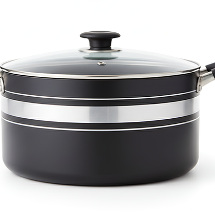 5 Pcs Aluminium Non Stick Cookware Set–Black Casserole Pots with Lids (20-28 cm)