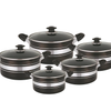 5 Pcs Aluminium Non Stick Cookware Set–Black Casserole Pots with Lids (20-28 cm)