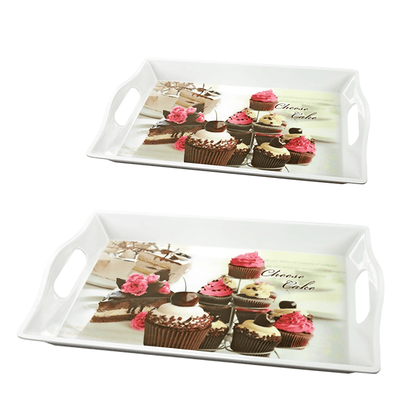 Melamine Serving Tray Set of 2 – Small & Large | Lightweight Durable Kitchen