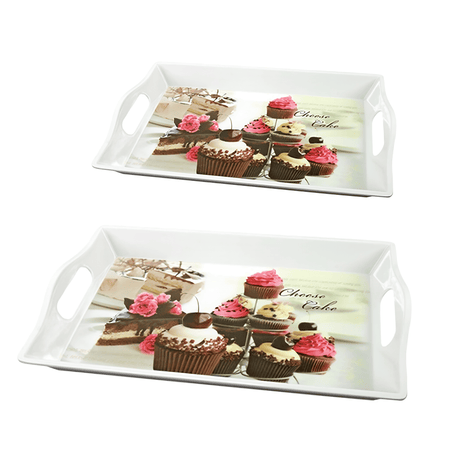 Melamine Serving Tray Set of 2 – Small & Large | Lightweight Durable Kitchen