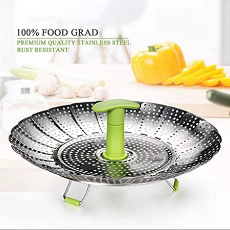 Royal Cuisine Steamer for Cooking Stainless Steel Retractable and Adjustable, Vegetable Steamer Baskets Fits Various Sizes of Instant pots, Saucepan, woks, Pressure Cooker