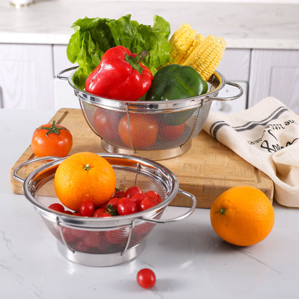 Royal Cuisine Stainless Steel Set of 2 Colanders/Strainer