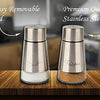 Royal Cuisine Salt and Pepper Shakers Stainless Steel and Glass Set| Elegant Stainless Steel Salt and Pepper Dispenser| Spices W/Collapsible Funnel