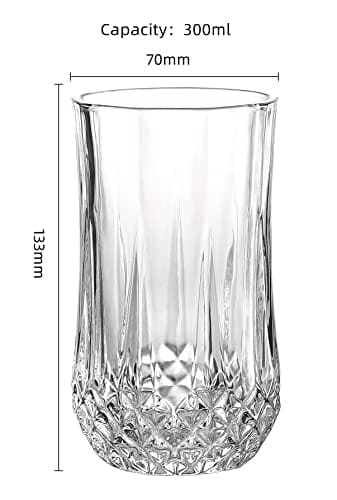 Royal Cuisine Drinking Glasses Set of 6 Medium and 6 high Water Juice Beverage Glasses 320Ml Diamond Design Tumbler