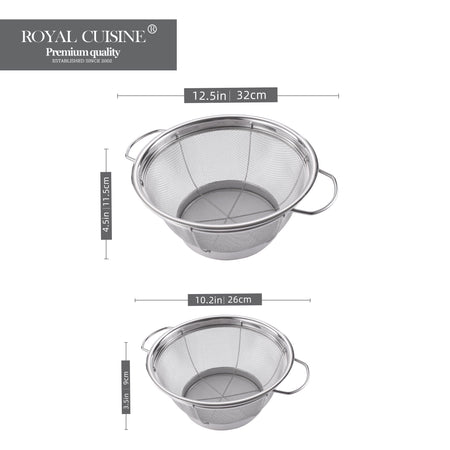 Royal Cuisine Stainless Steel Set of 2 Colanders/Strainer