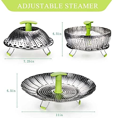 Royal Cuisine Steamer for Cooking Stainless Steel Retractable and Adjustable, Vegetable Steamer Baskets Fits Various Sizes of Instant pots, Saucepan, woks, Pressure Cooker