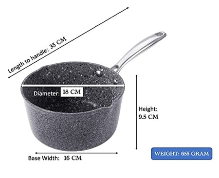 Royal Cuisine Forged Aluminium Non-Stick Deep Milk Pan with Granite Effect,