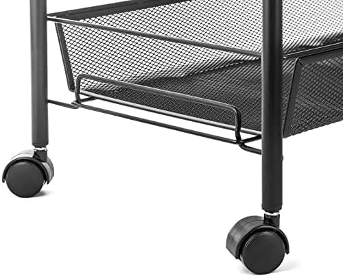 ROYAL CUISINE Rolling Cart, 3 Tier Trolley Household Kitchen and Bathroom Cart with Wire Baskets Easy Assembling Multi Purpose Organiser