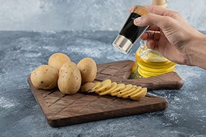 Royal Cuisine Salt and Pepper Shakers Stainless Steel and Glass Set| Elegant Stainless Steel Salt and Pepper Dispenser| Spices W/Collapsible Funnel