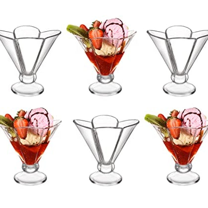 Royal Cuisine Cocktail Glasses Ice Cream Glass Bowl, Cocktail Bowls Floral Dessert Fruit Crystal– Appetizer Fruit Cocktail Pudding Glass Cups Set of 6