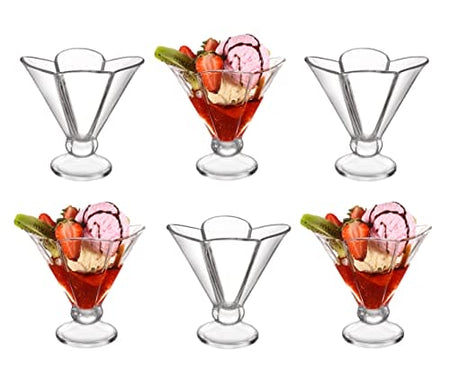 Royal Cuisine Cocktail Glasses Ice Cream Glass Bowl, Cocktail Bowls Floral Dessert Fruit Crystal– Appetizer Fruit Cocktail Pudding Glass Cups Set of 6