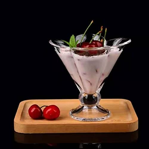 Royal Cuisine Cocktail Glasses Ice Cream Glass Bowl, Cocktail Bowls Floral Dessert Fruit Crystal– Appetizer Fruit Cocktail Pudding Glass Cups Set of 6