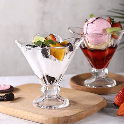 Royal Cuisine Cocktail Glasses Ice Cream Glass Bowl, Cocktail Bowls Floral Dessert Fruit Crystal– Appetizer Fruit Cocktail Pudding Glass Cups Set of 6