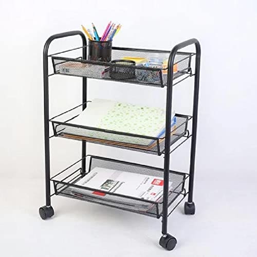 ROYAL CUISINE Rolling Cart, 3 Tier Trolley Household Kitchen and Bathroom Cart with Wire Baskets Easy Assembling Multi Purpose Organiser