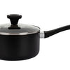 Royal Cuisine 3pcs Aluminium Saucepan Set Non-Stick with Glass lid Bakelite Handled 16/18/20cm Black