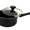 Royal Cuisine 3pcs Aluminium Saucepan Set Non-Stick with Glass lid Bakelite Handled 16/18/20cm Black