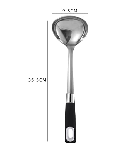 Stainless Steel Soup Ladle Spoon with Soft Grip Handle, 35.5cm (Ladle)