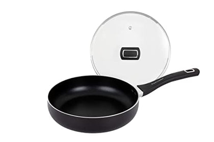Royal Cuisine Non-Stick Aluminium Frying pan Glass lid Saute'Pans with Heat Resistant Handle Egg Omelette Pan for Induction Hob