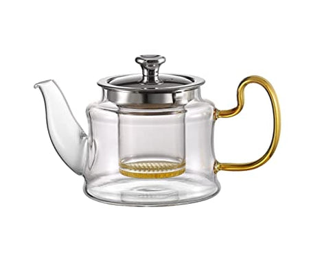 Royal Cuisine Glass Teapot, Premium Borosilicate Glass with Removable Infuser, Stovetop Safe Tea Kettle,