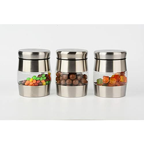 Glass Storage Jars Canister Set - Silver