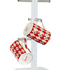 Set of 6 Cup Mug Tree Stand and Linear Kitchen roll/Paper Towels Holder Stainless Steel - Coffee Tea Cups Mugs draining Rack| Kitchen Storage Accessories (White, grey)