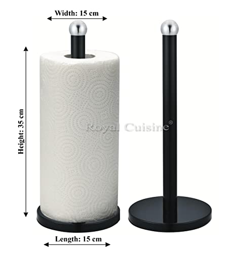 Freestanding Black Metal Tissue Roll and Paper Towel Holder