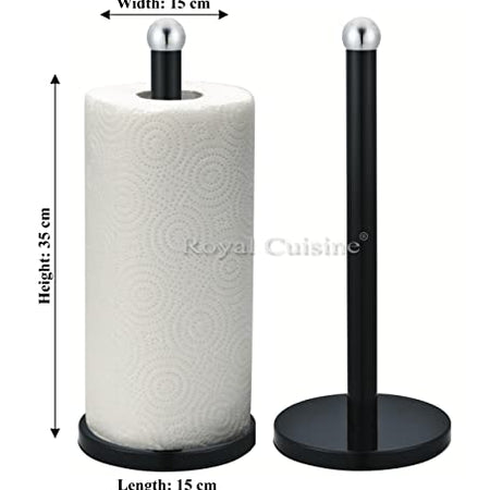 Freestanding Black Metal Tissue Roll and Paper Towel Holder
