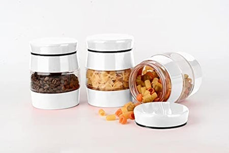 3 pcs Glass Storage Jars Canister Set - White