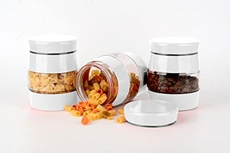 3 pcs Glass Storage Jars Canister Set - White