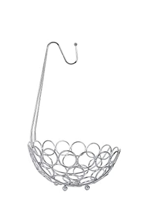 Fruit Basket with Banana Hanger/Hook Silver