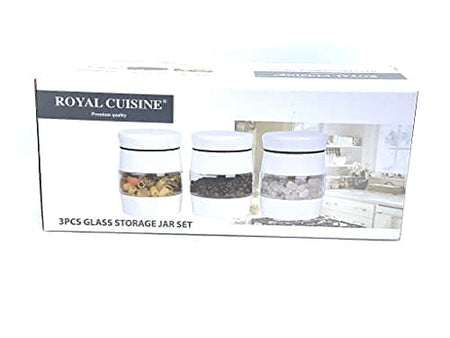 3 pcs Glass Storage Jars Canister Set - White